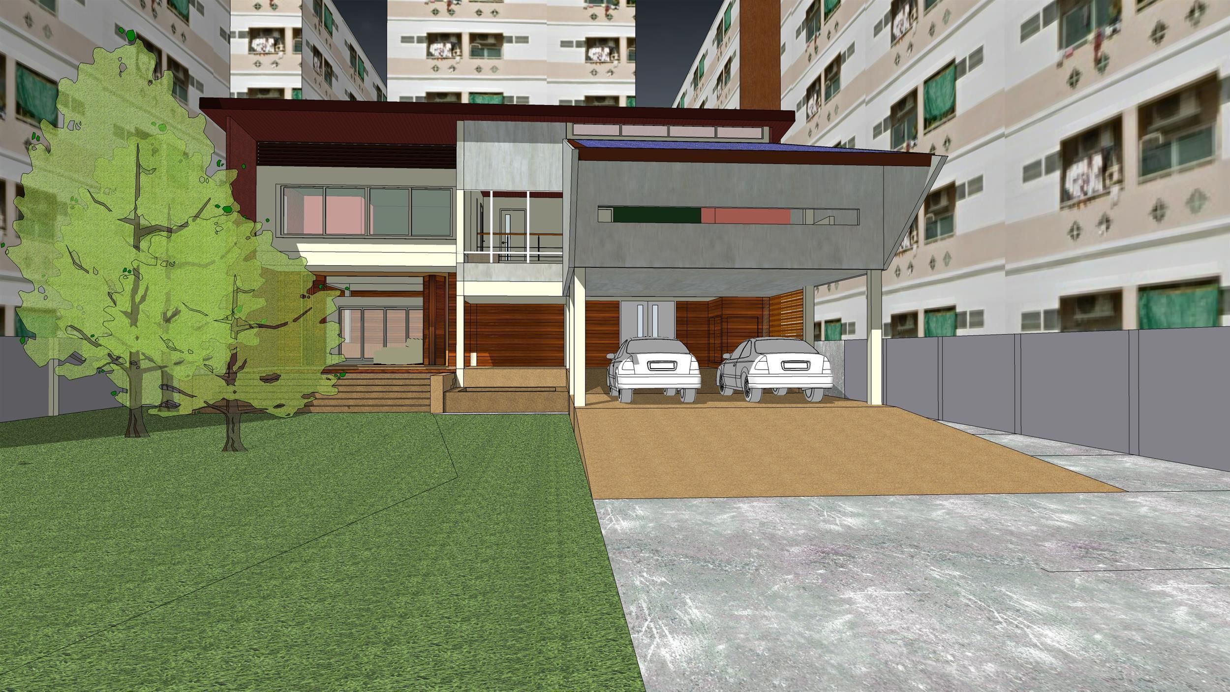 House with apartments around 3D model_2