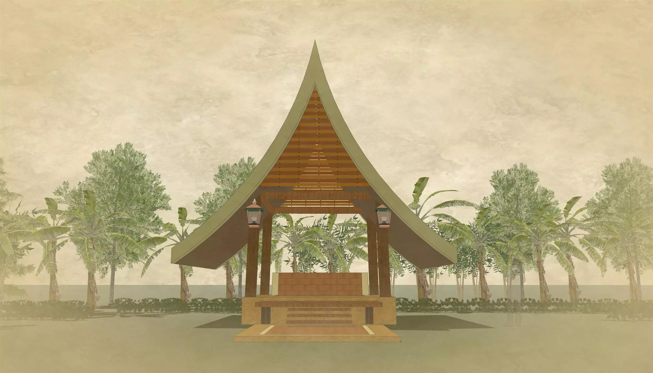 Tropical pavilion 3D model_0