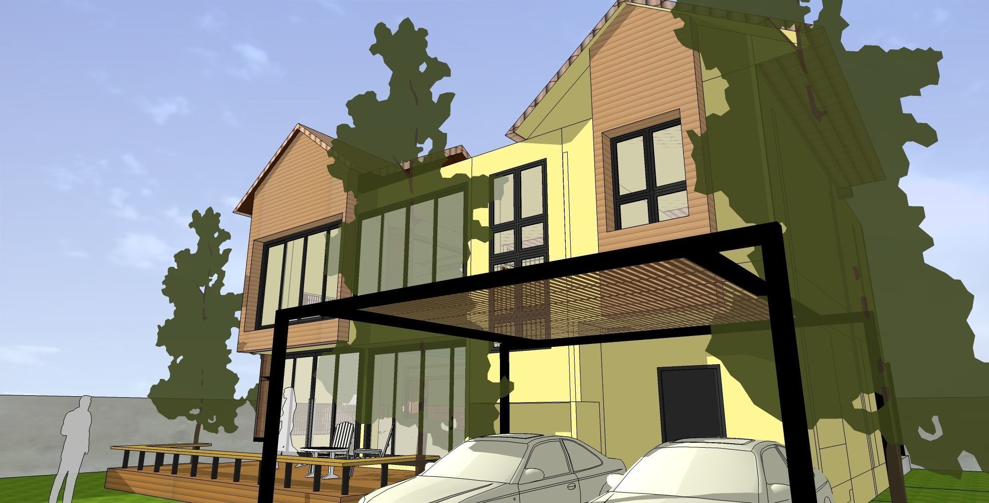 House with pool and garden 3D model_3