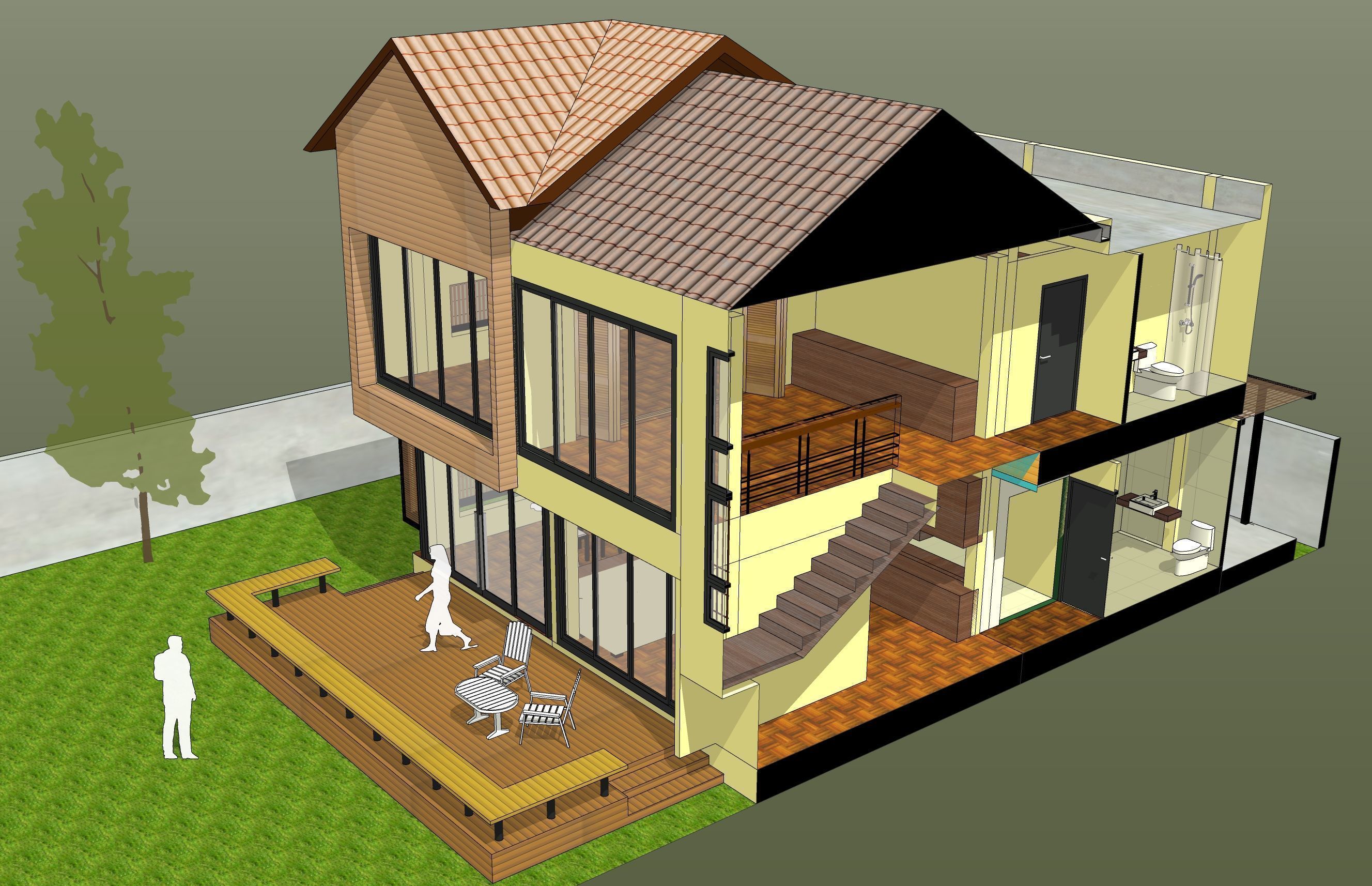 House with pool and garden 3D model_7