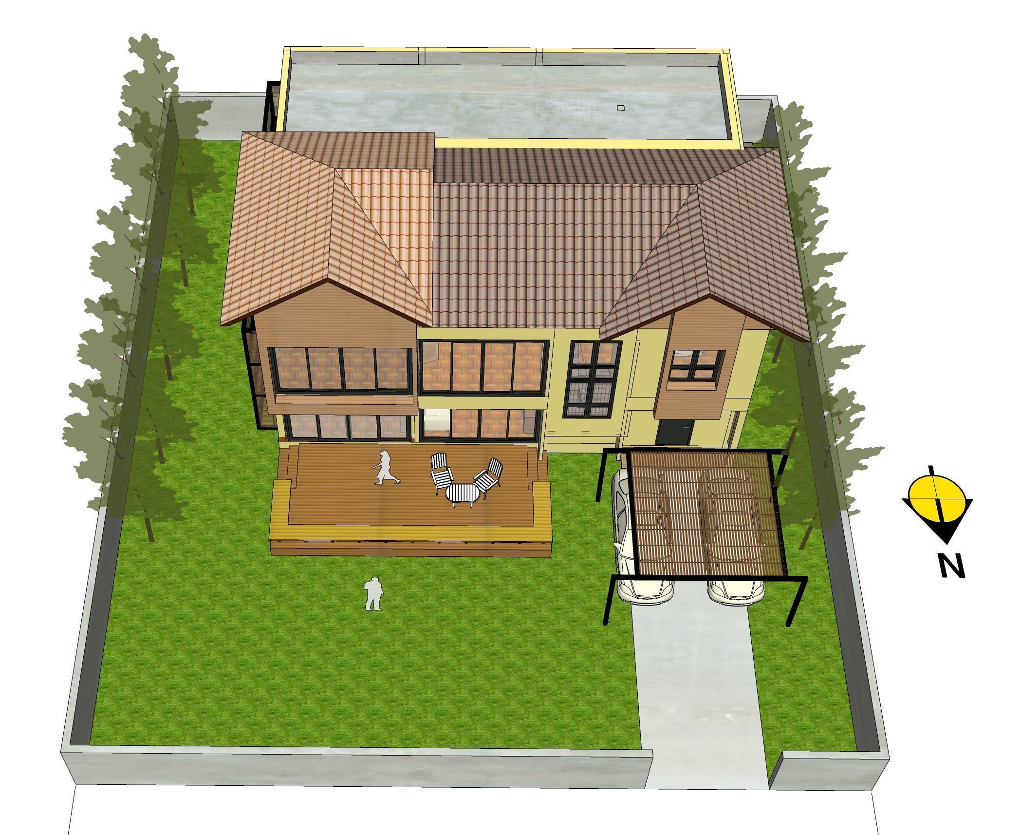 House with pool and garden 3D model_4