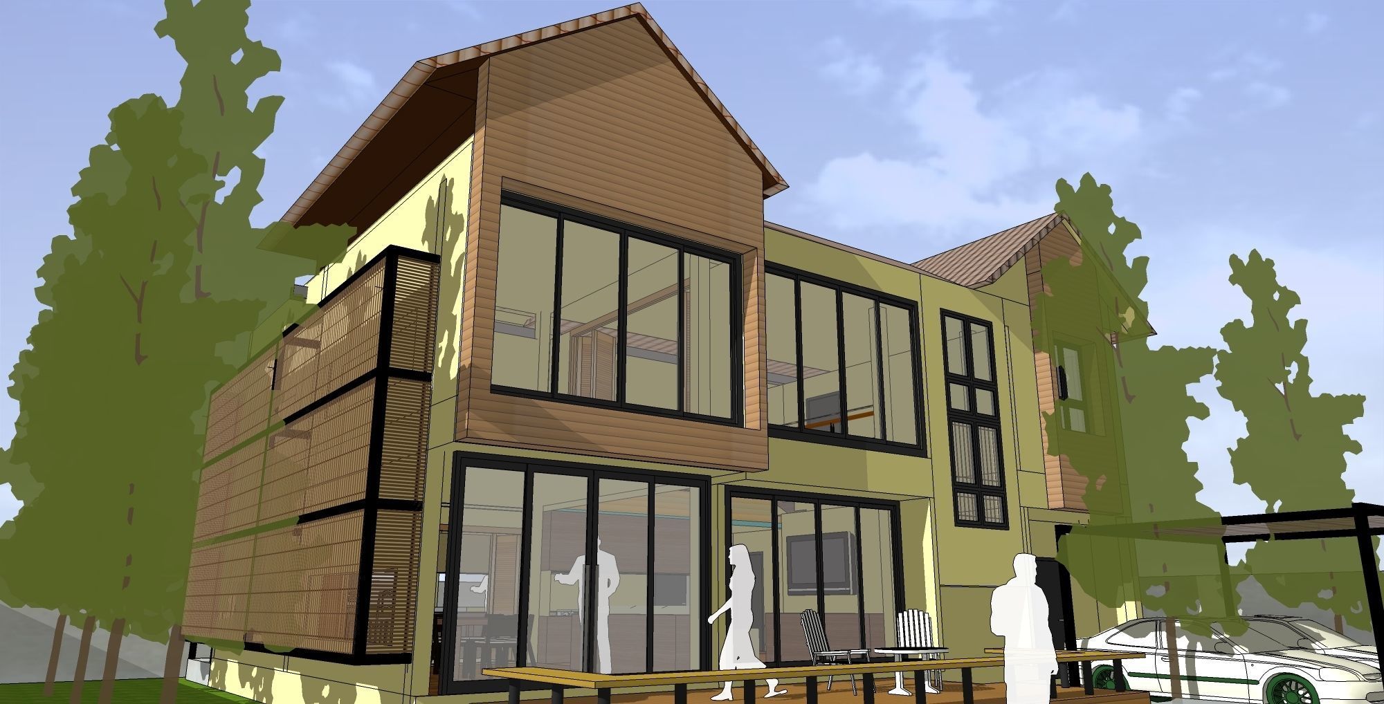 House with pool and garden 3D model_2