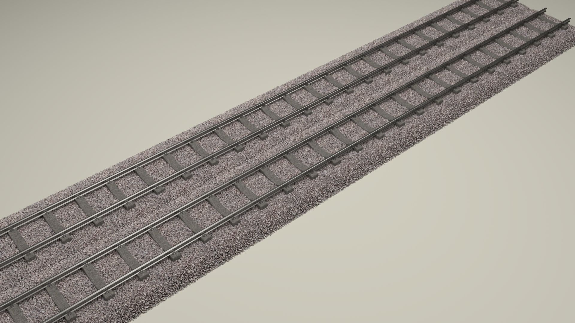 Train Track Double 3D model_1