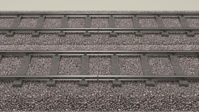 Train Track Double 3D model