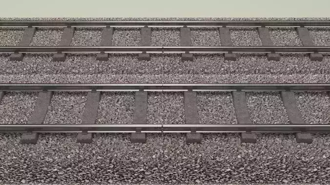 Train Track Double 3D model Train Track Double 3D model