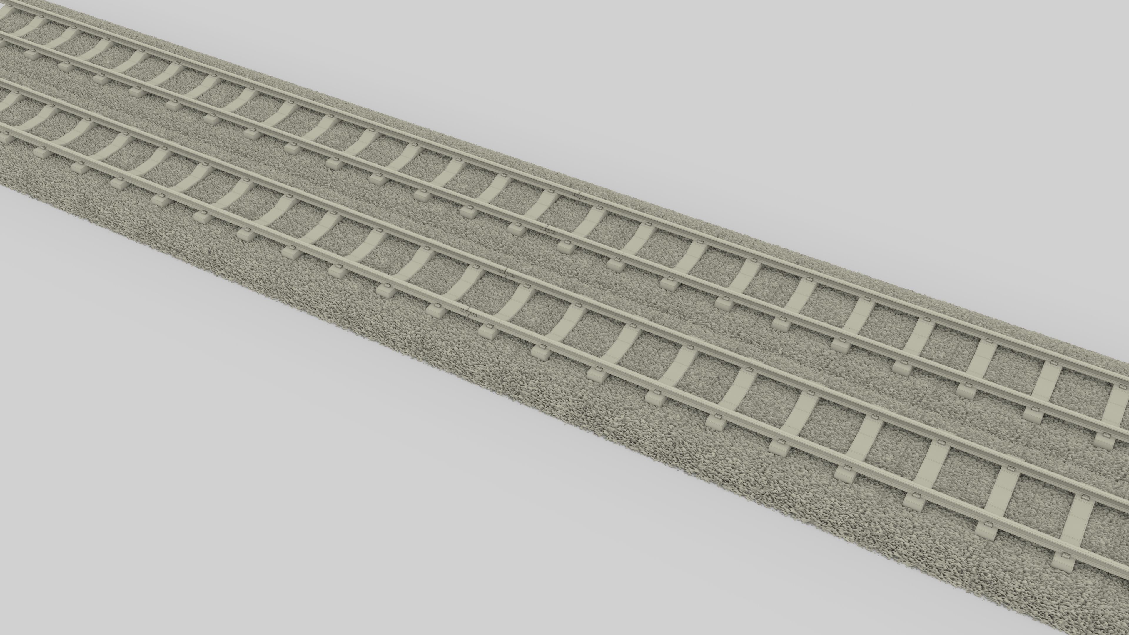 Train Track Double 3D model_4