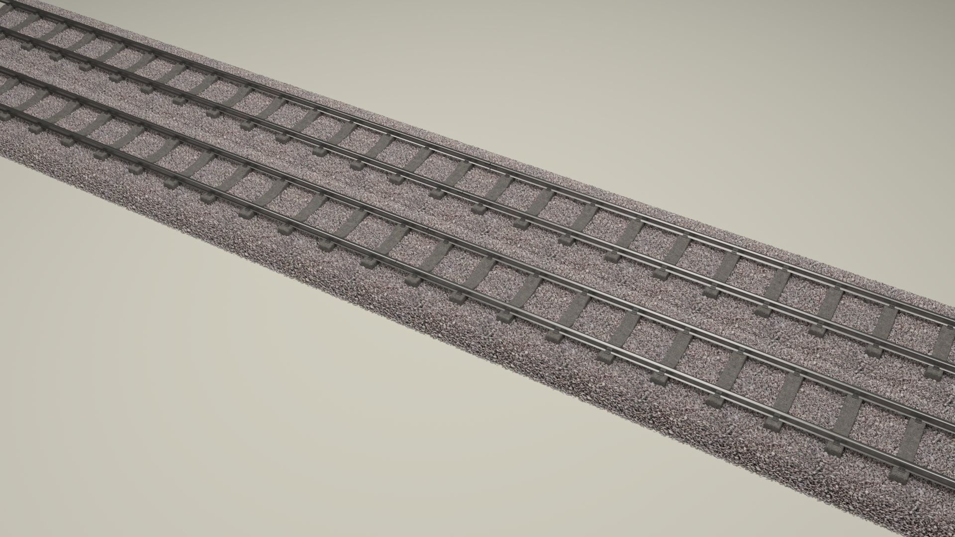 Train Track Double 3D model_2