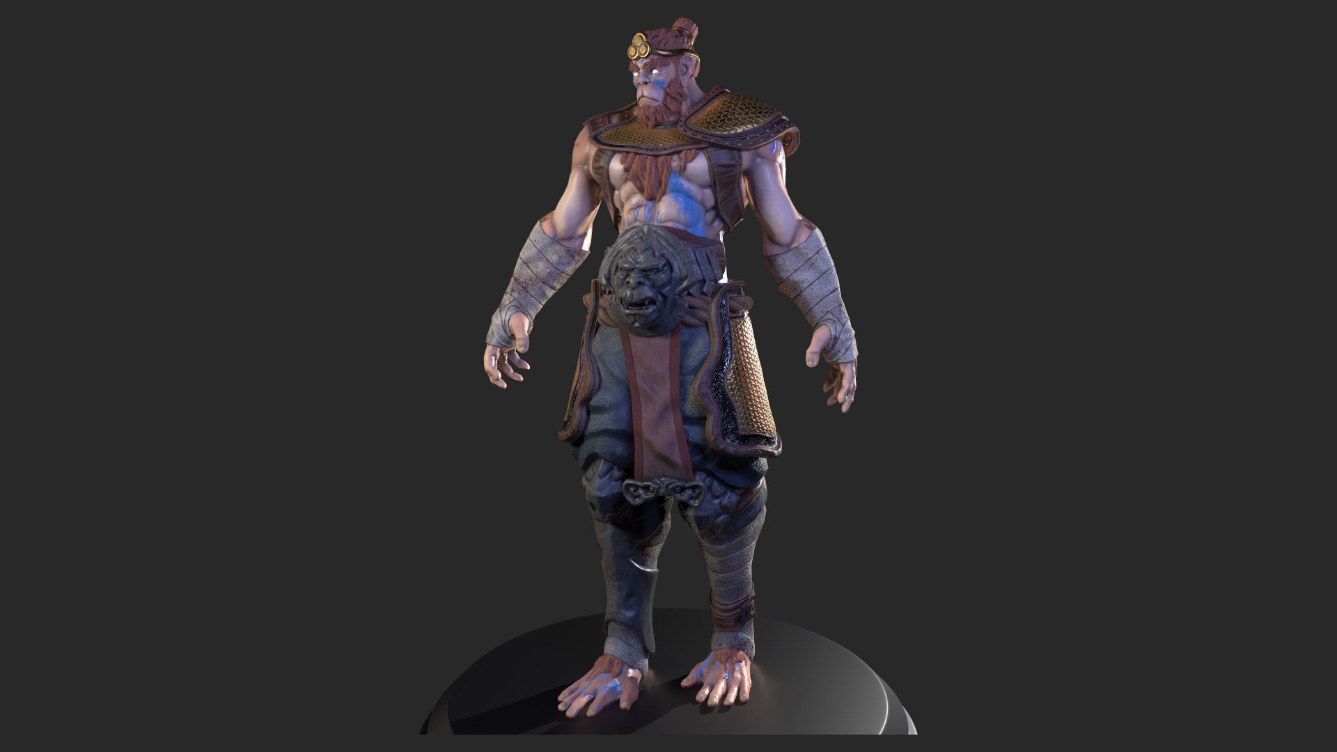 Monkey King game ready PBR character Low-poly 3D model_5
