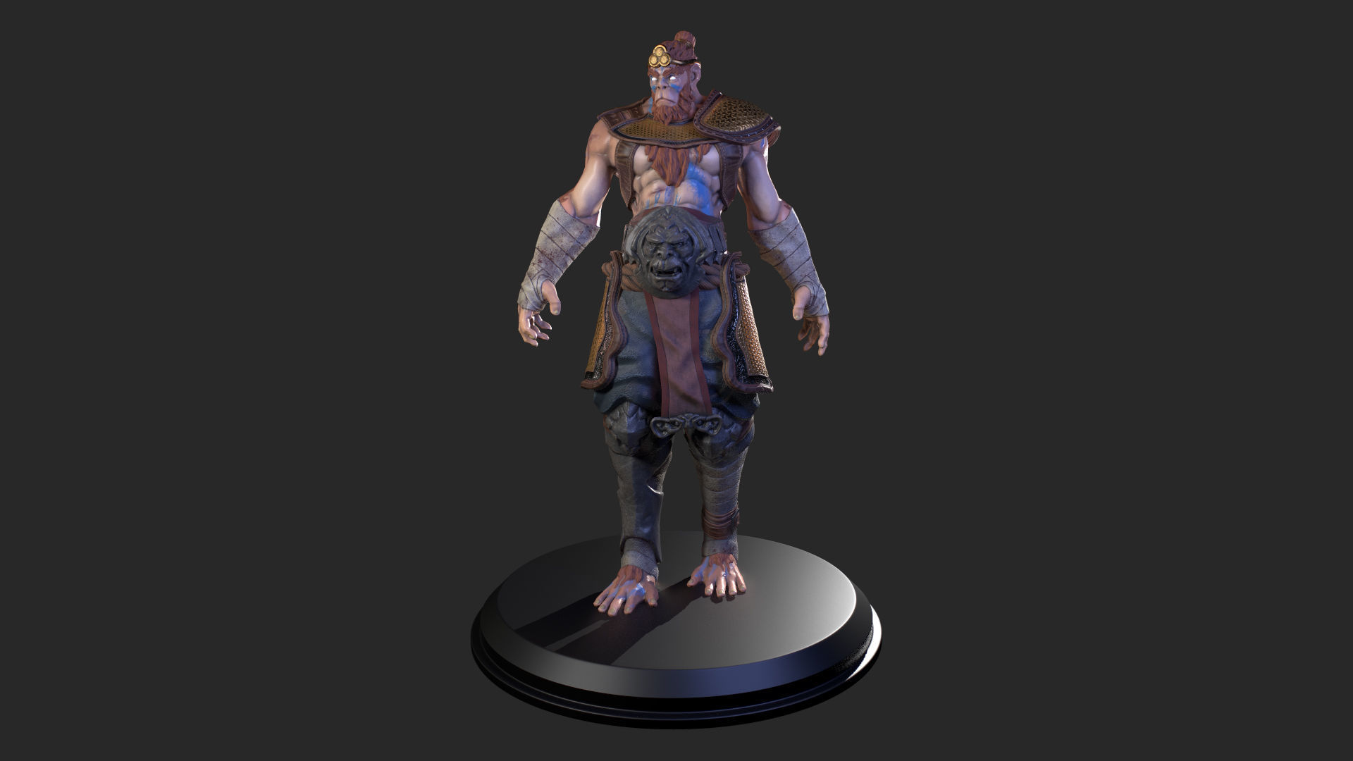 Monkey King game ready PBR character Low-poly 3D model_6