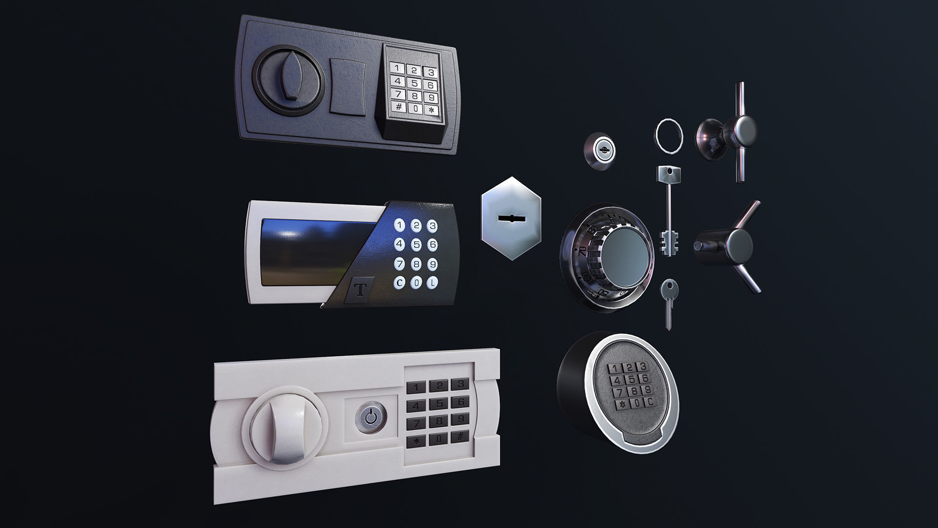 Safe Locks Low-poly 3D model_1