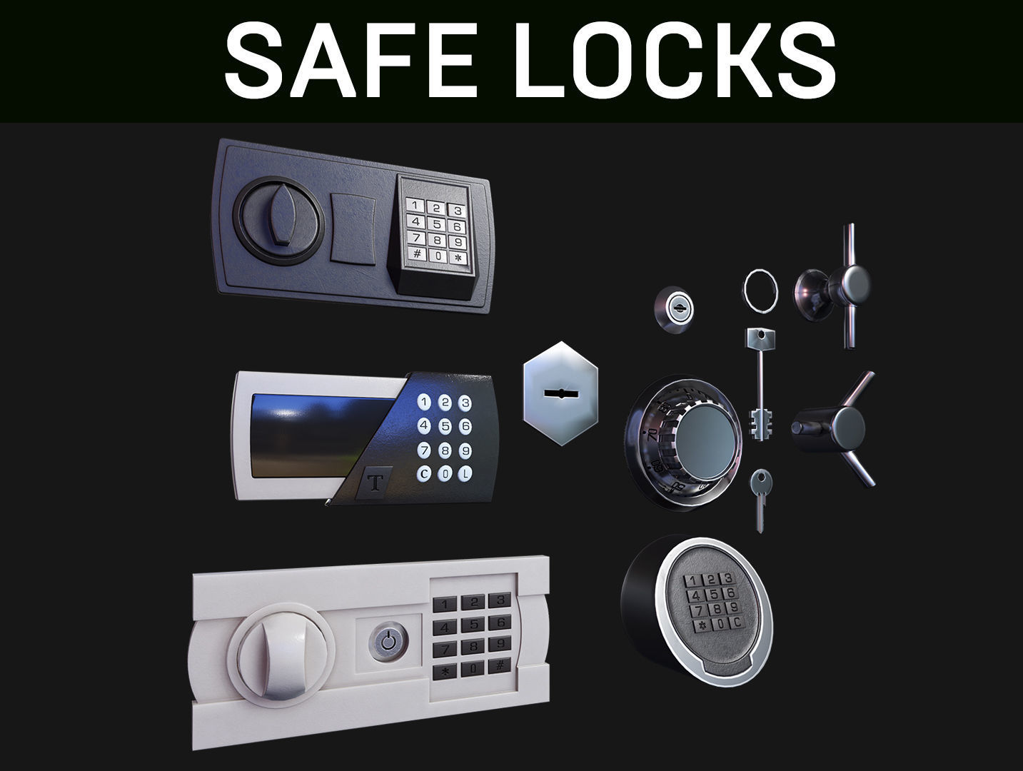 Safe Locks Low-poly 3D model_0