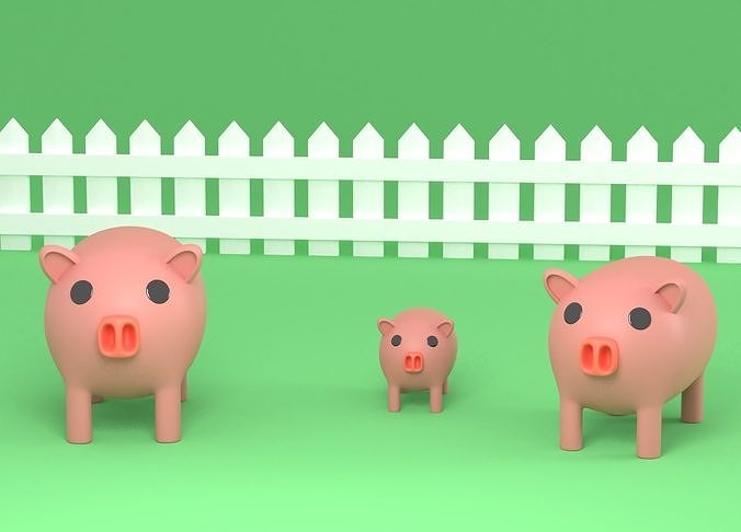 Cartoon Pig Low-poly 3D model