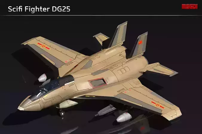 Scifi Fighter DG25 Low-poly 3D model