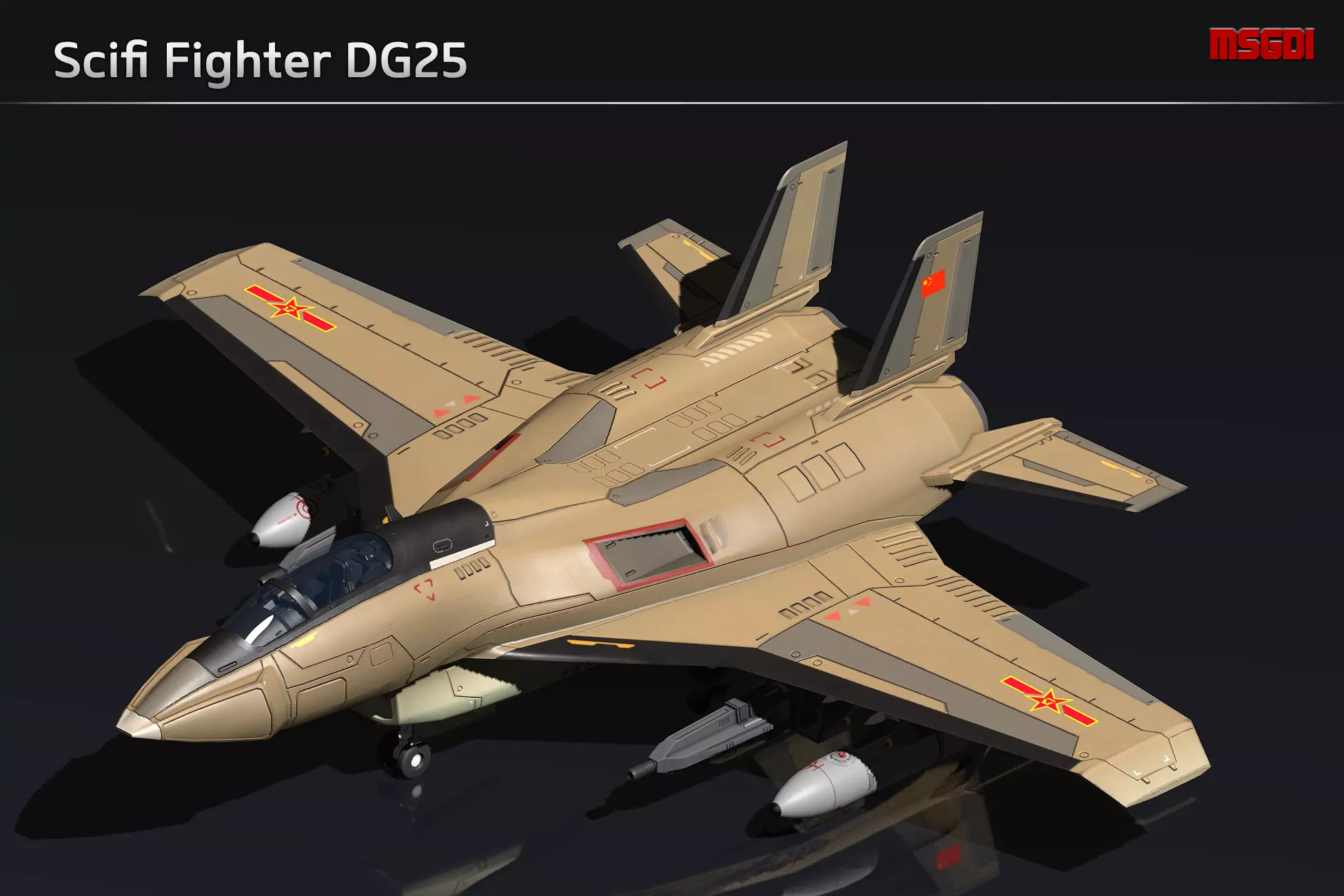 Scifi Fighter DG25 Low-poly 3D model_0