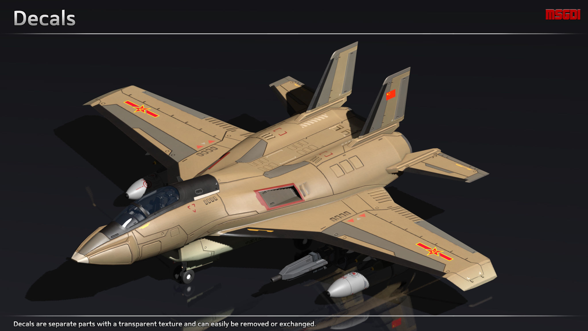 Scifi Fighter DG25 Low-poly 3D model_8