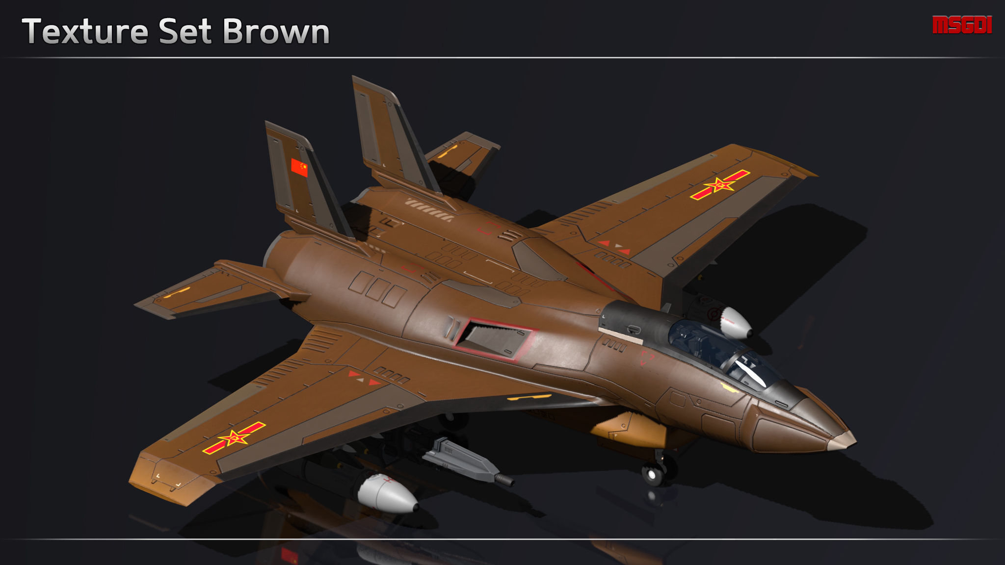Scifi Fighter DG25 Low-poly 3D model_12