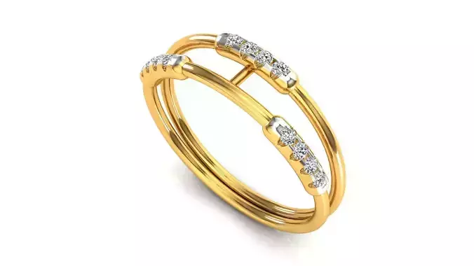 Ring-94 rose gold ring with two rows of diamonds 3D print model