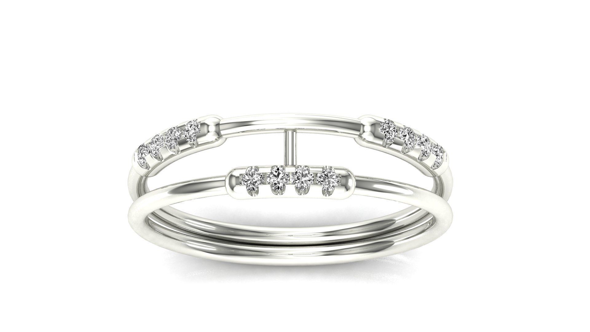 Ring-94 rose gold ring with two rows of diamonds 3D print model_20