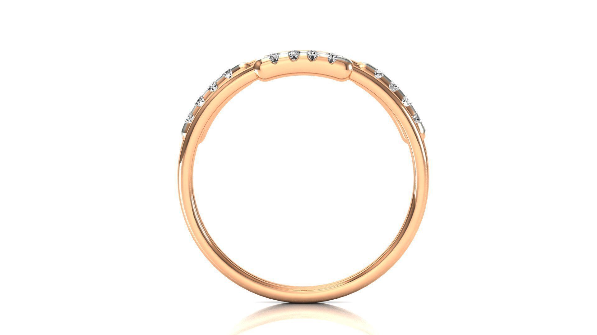 Ring-94 rose gold ring with two rows of diamonds 3D print model_6