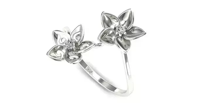 Ring-90 rose gold flower ring with diamonds