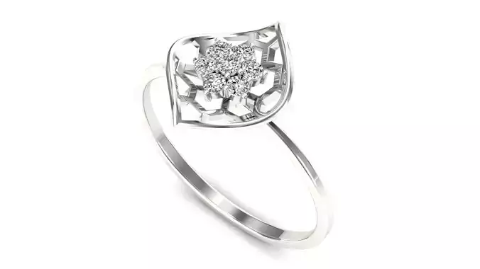 Ring-85 sterling silver flower ring with diamonds