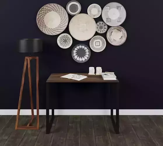 TABLE dining with plates on wall Free 3D model