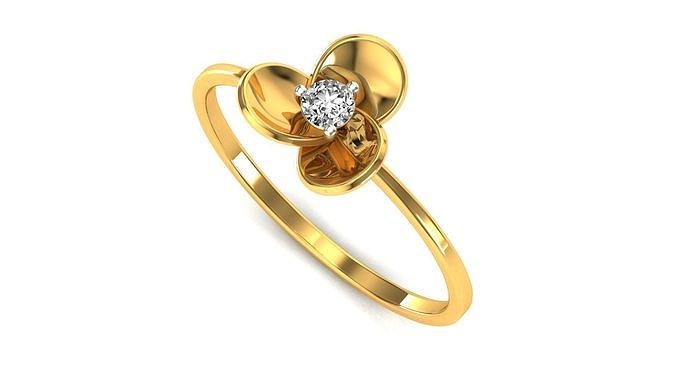 Ring-84 diamond flower ring 3D print model