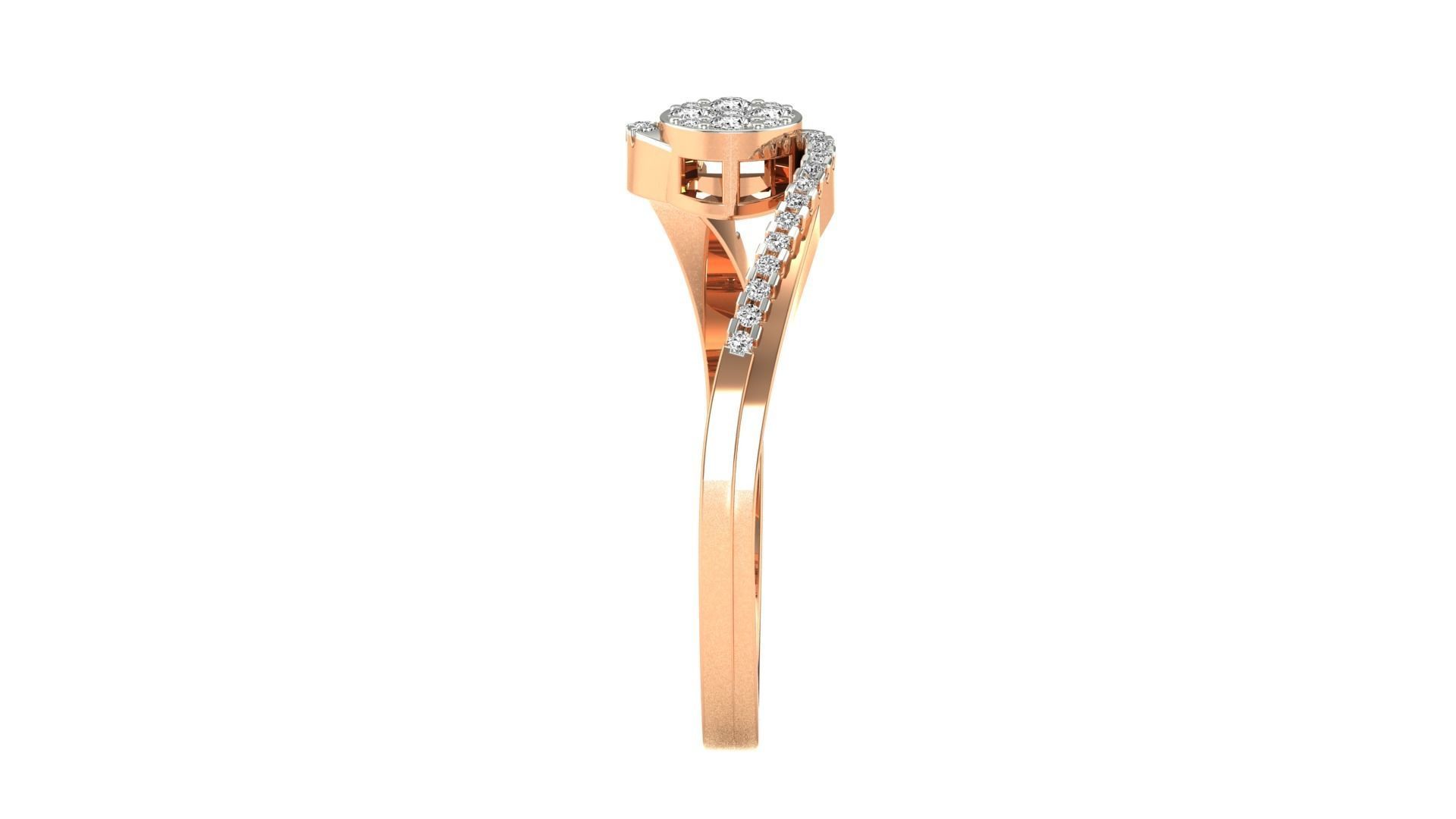 Ring-83 diamond ring in rose gold 3D print model_13