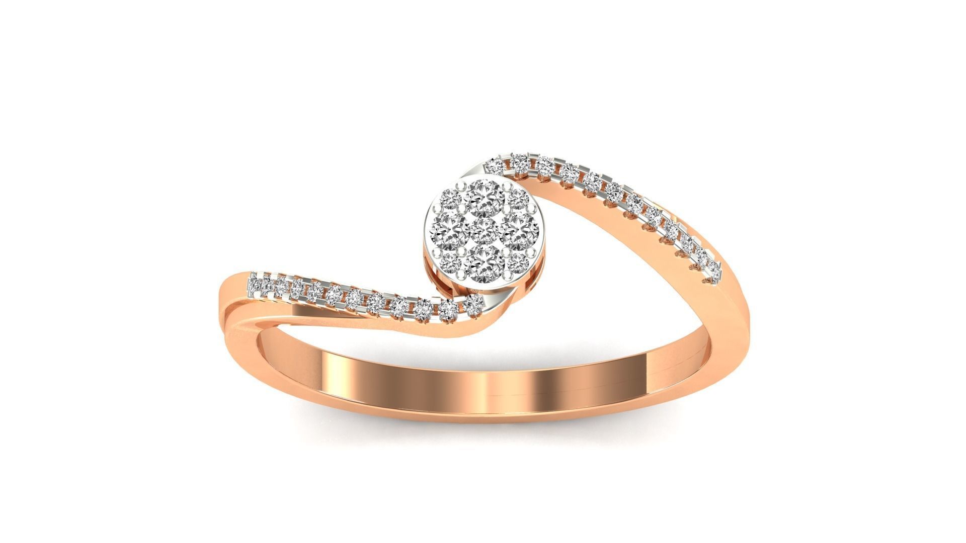 Ring-83 diamond ring in rose gold 3D print model_19