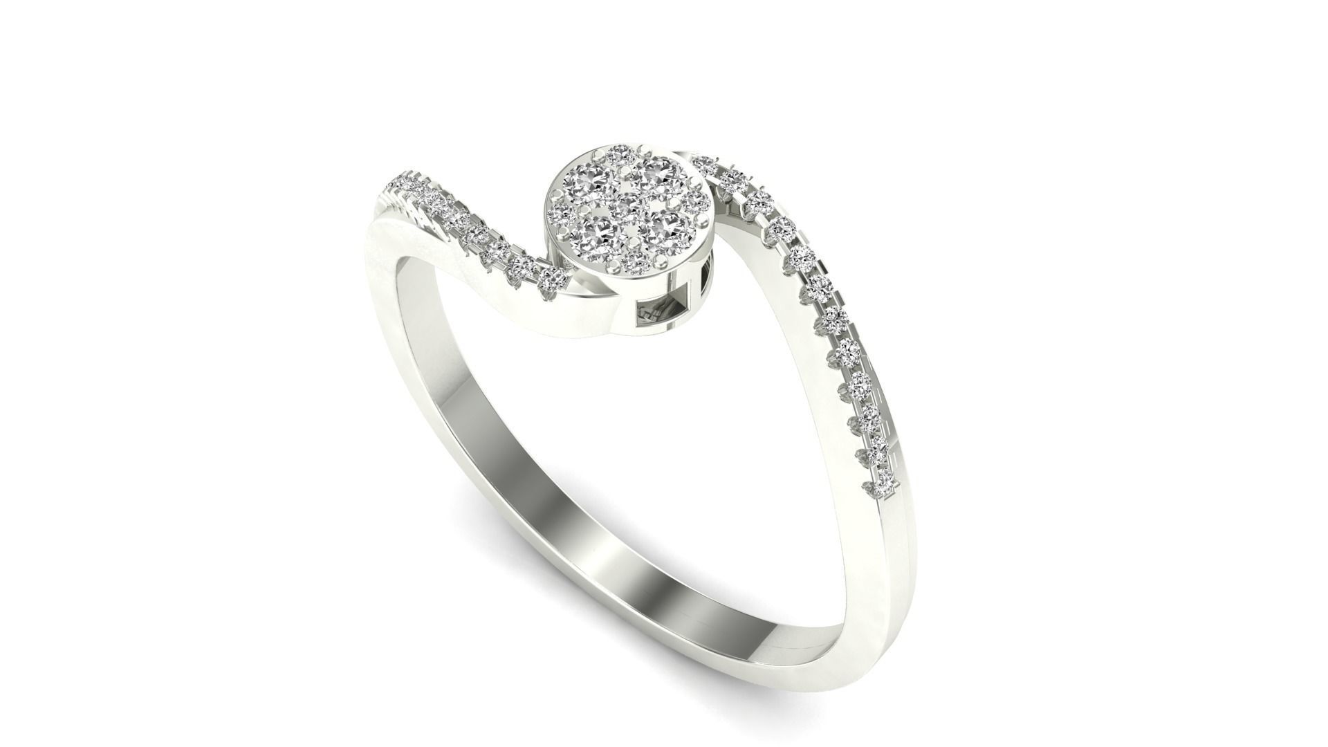 Ring-83 diamond ring in rose gold 3D print model_3