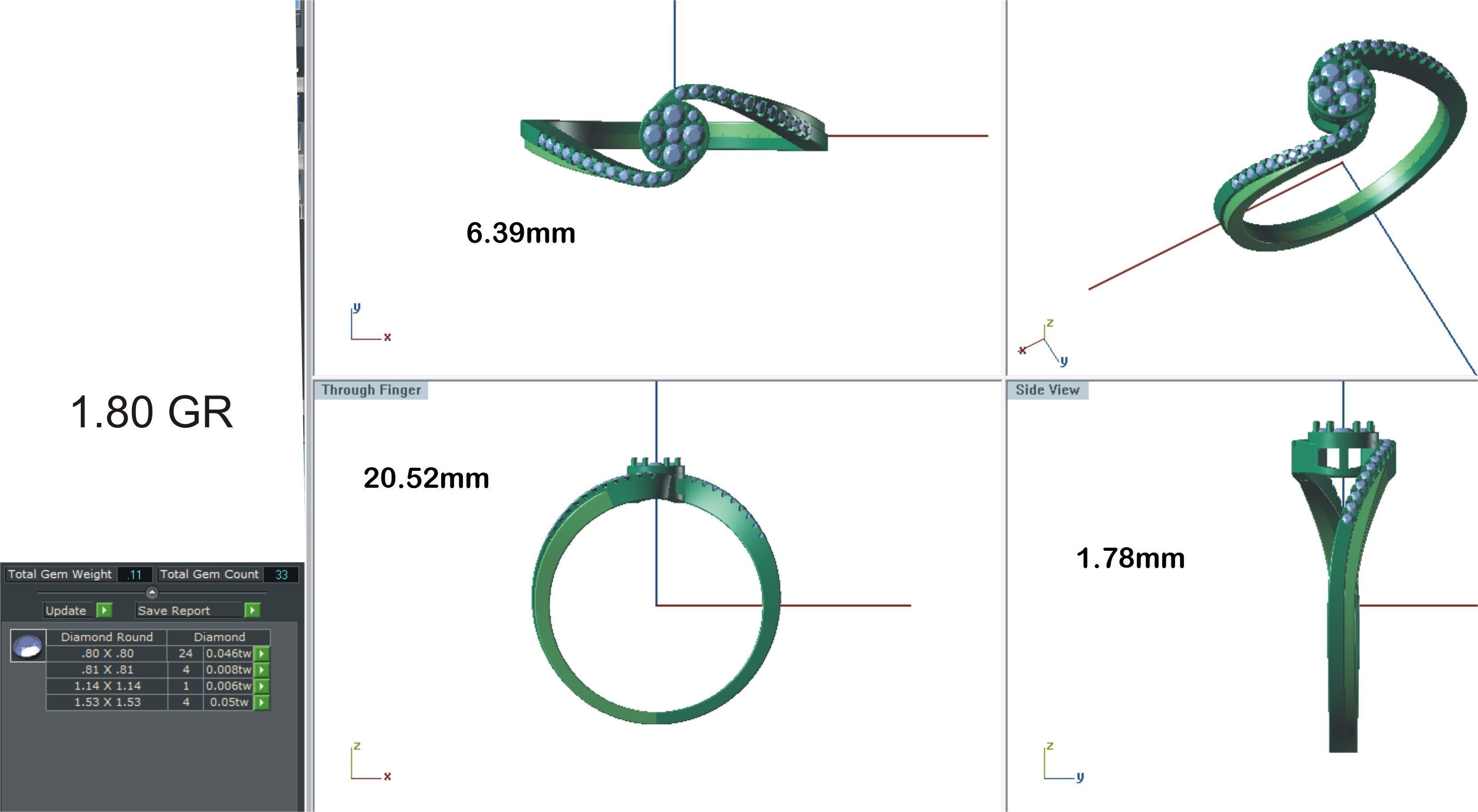 Ring-83 diamond ring in rose gold 3D print model_24