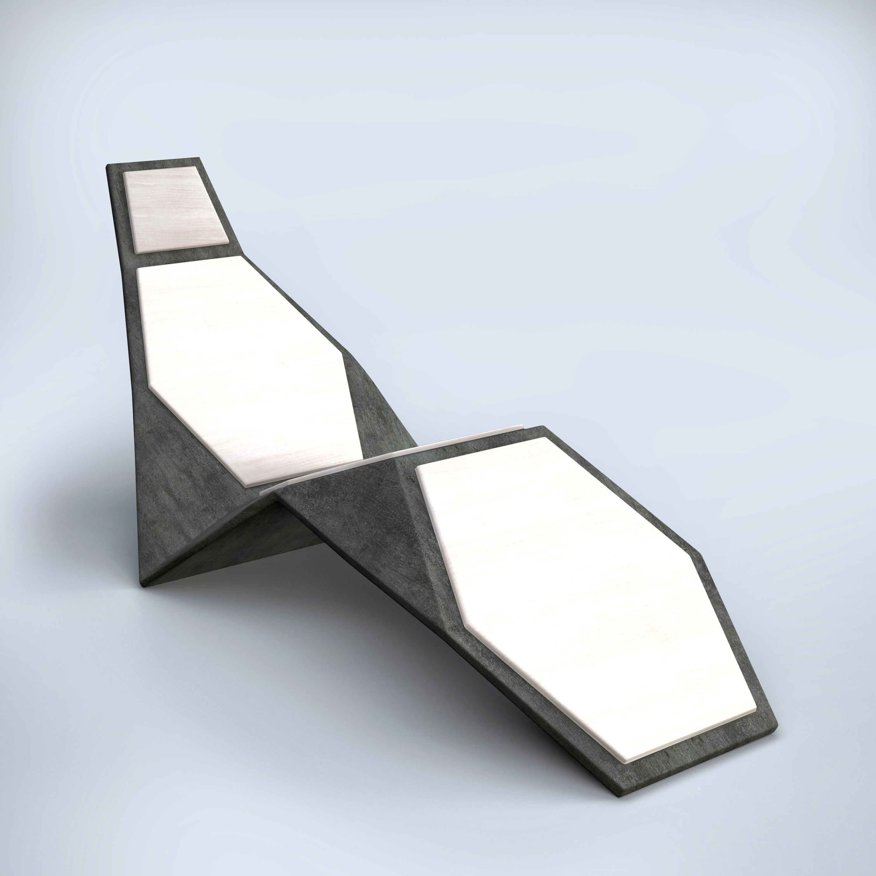 Modern Sunbed Low-poly 3D model_4