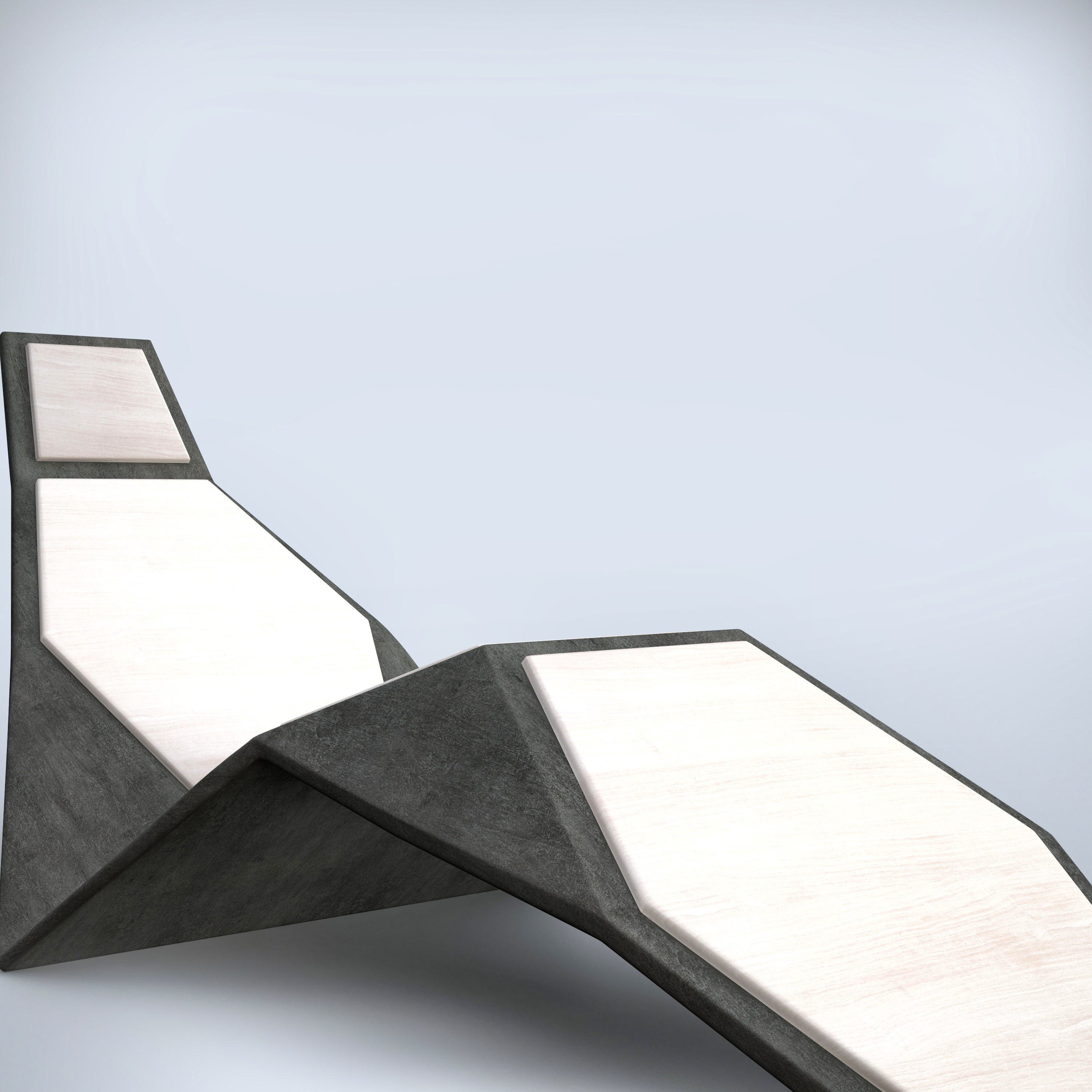 Modern Sunbed Low-poly 3D model_2