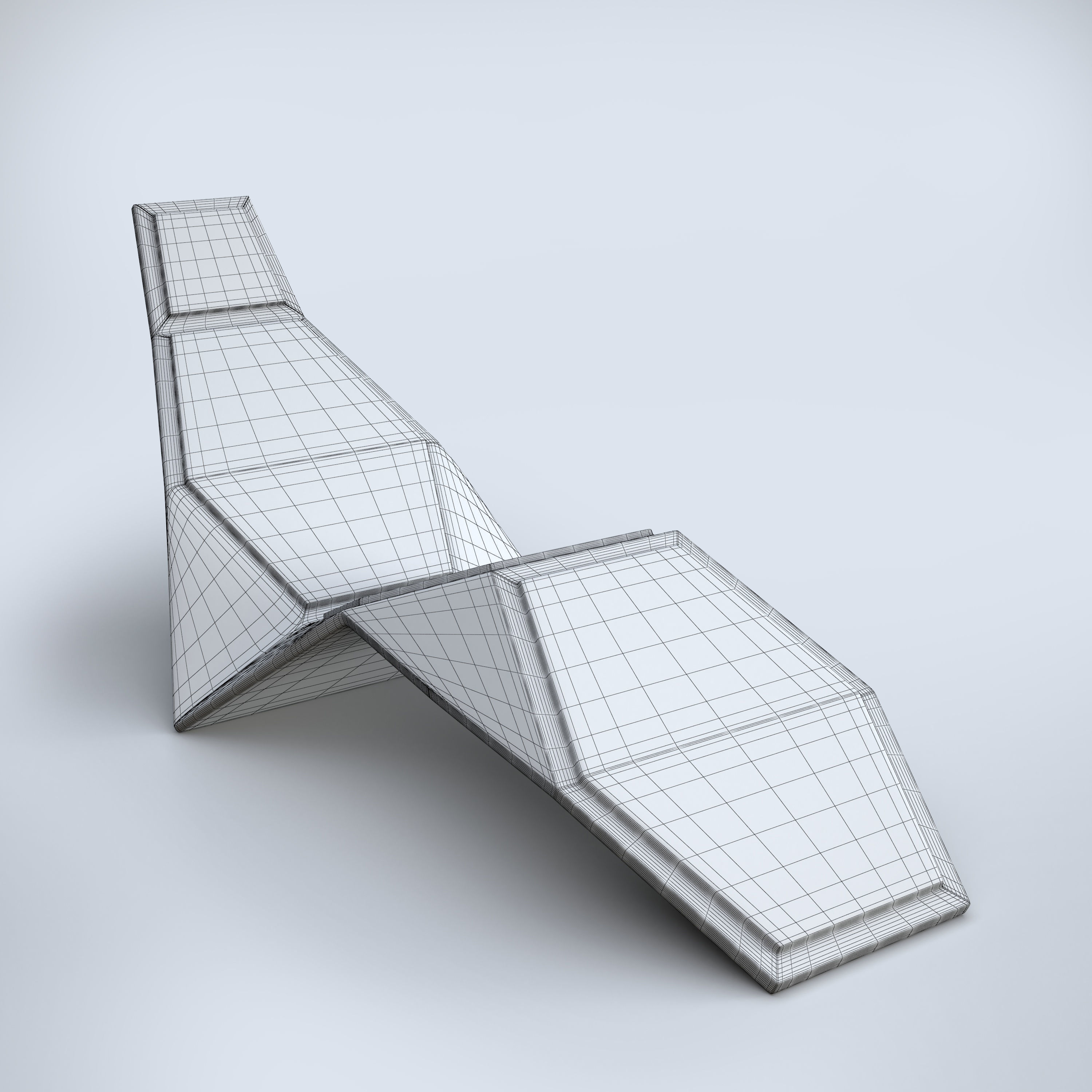 Modern Sunbed Low-poly 3D model_7