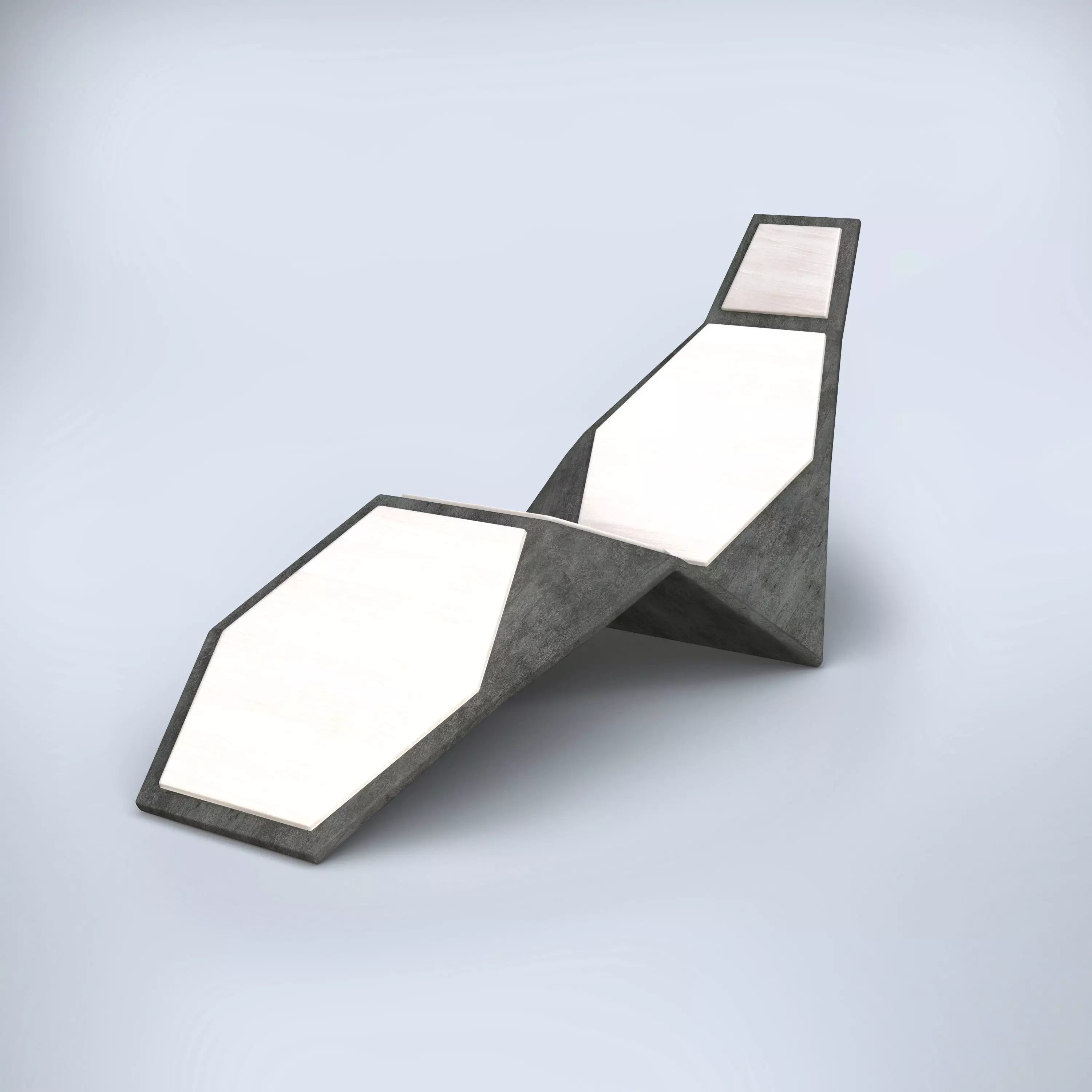 Modern Sunbed Low-poly 3D model_0