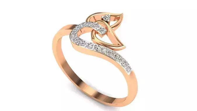 Ring-79 rose gold ring with diamonds