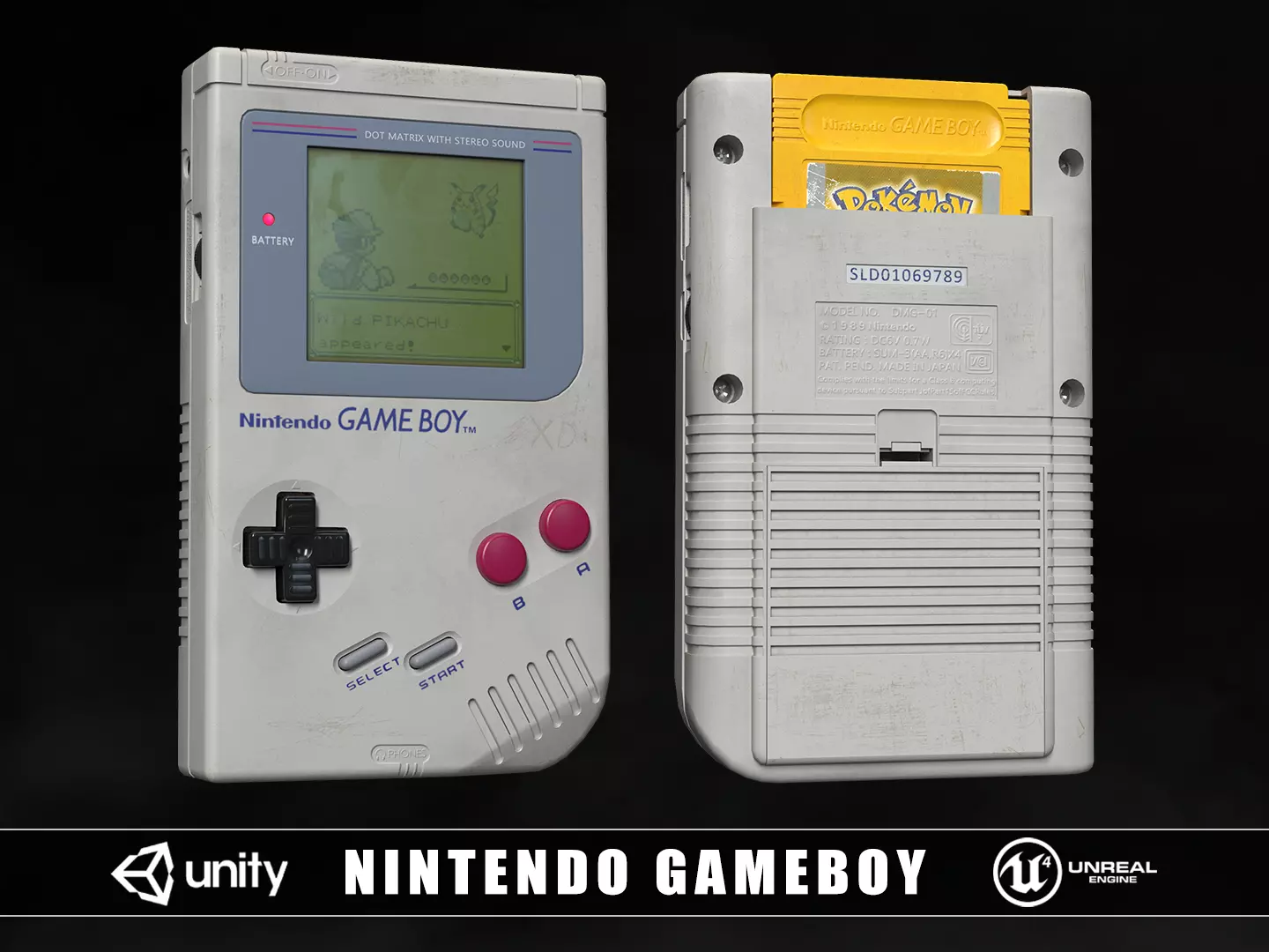 Nintendo Gameboy Retro 1989 Low-poly 3D model