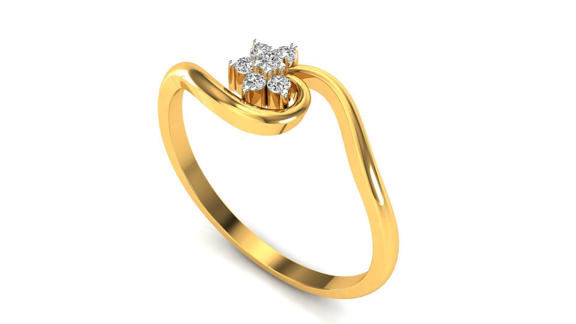 Ring-77 diamond ring in rose gold 3D print model_4