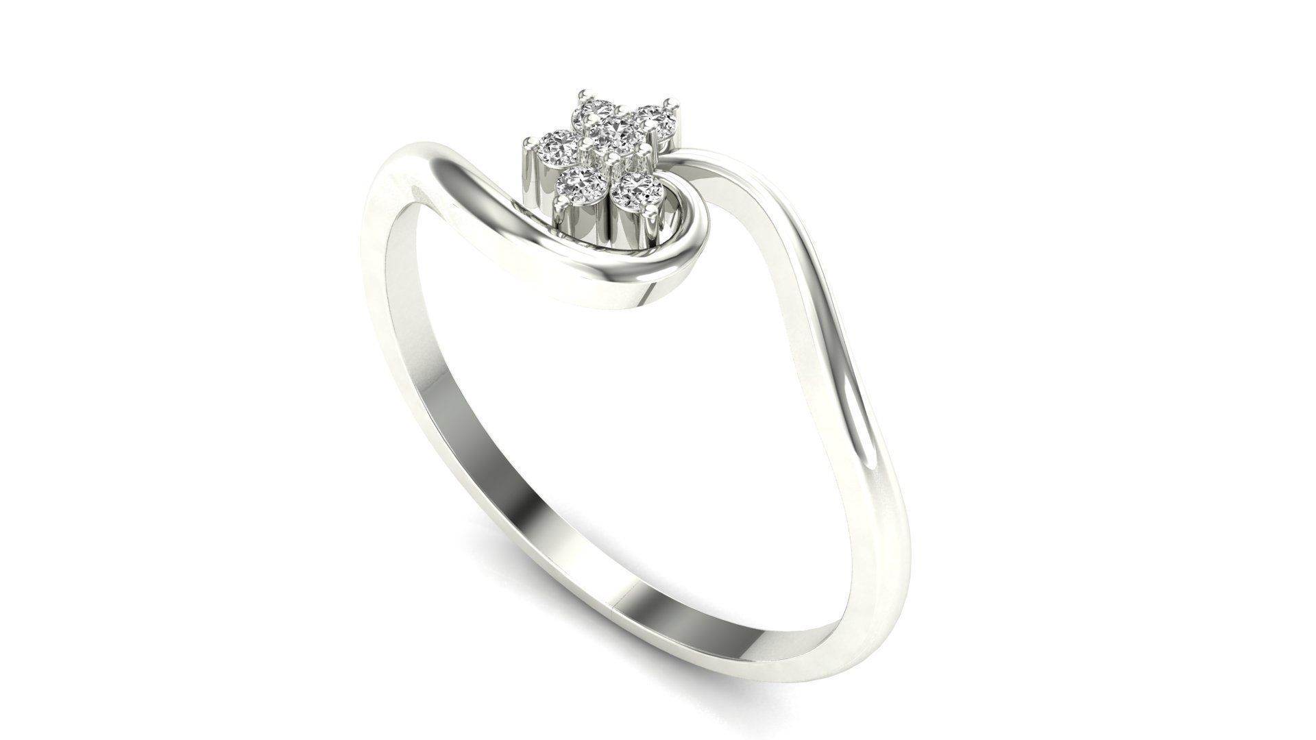 Ring-77 diamond ring in rose gold 3D print model_2