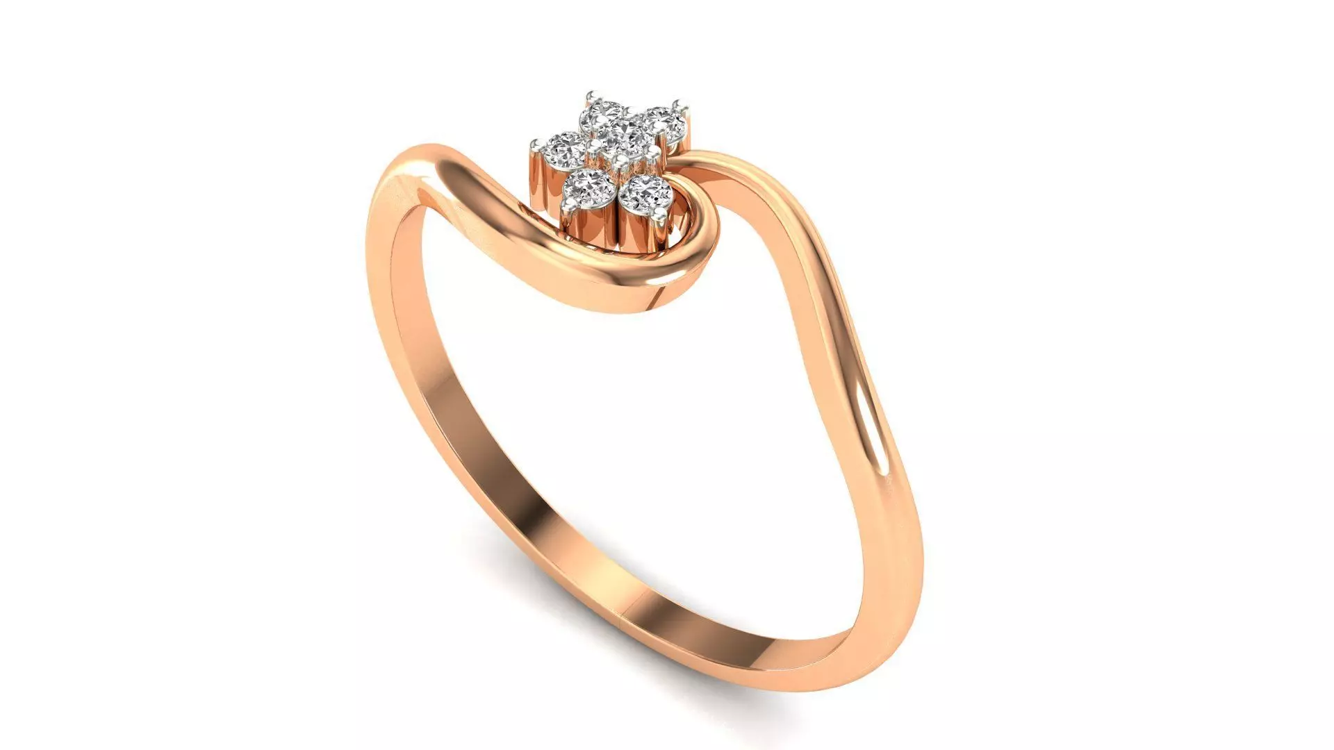 Ring-77 diamond ring in rose gold 3D print model_0