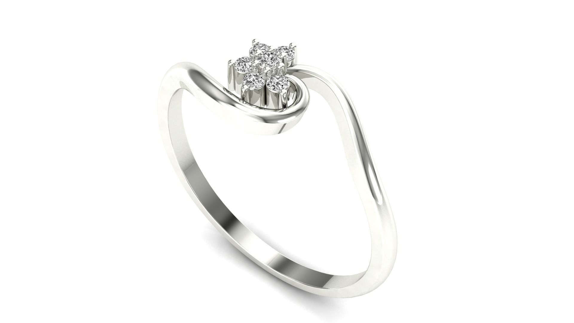 Ring-77 diamond ring in rose gold 3D print model_3