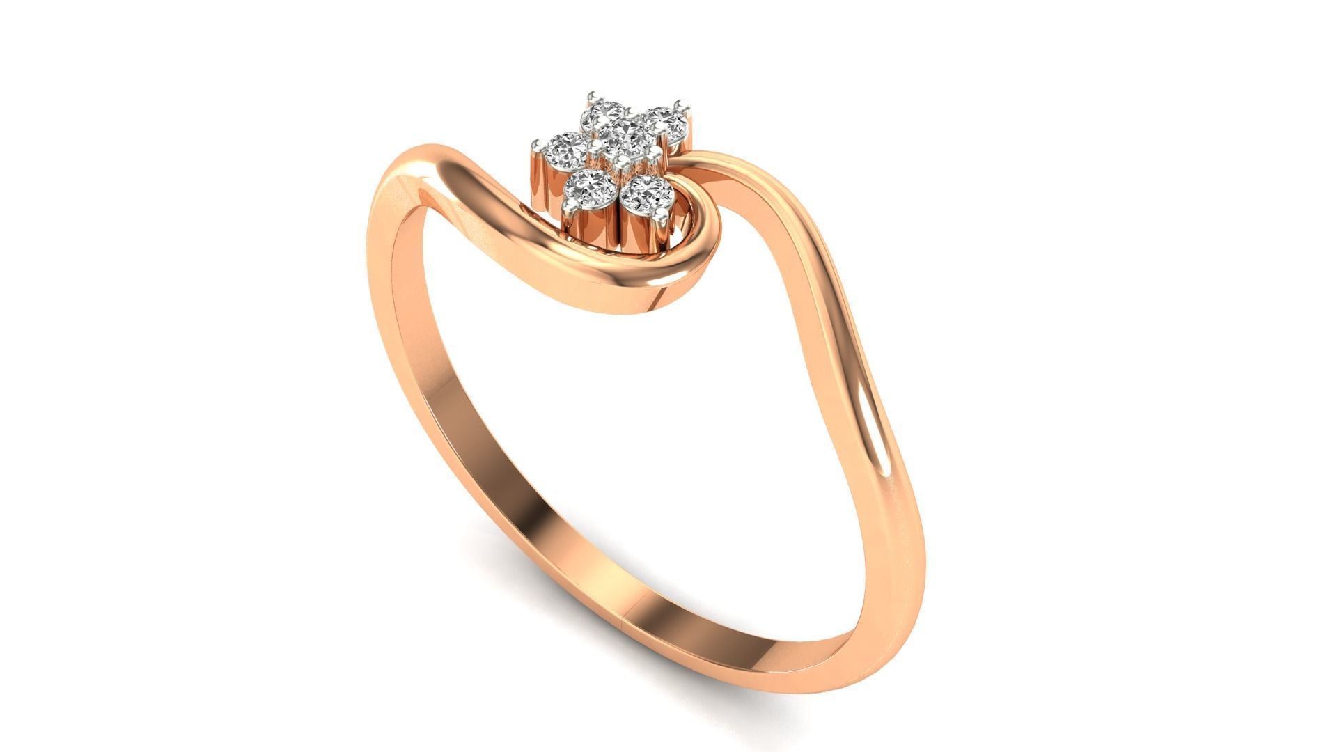 Ring-77 diamond ring in rose gold 3D print model_1
