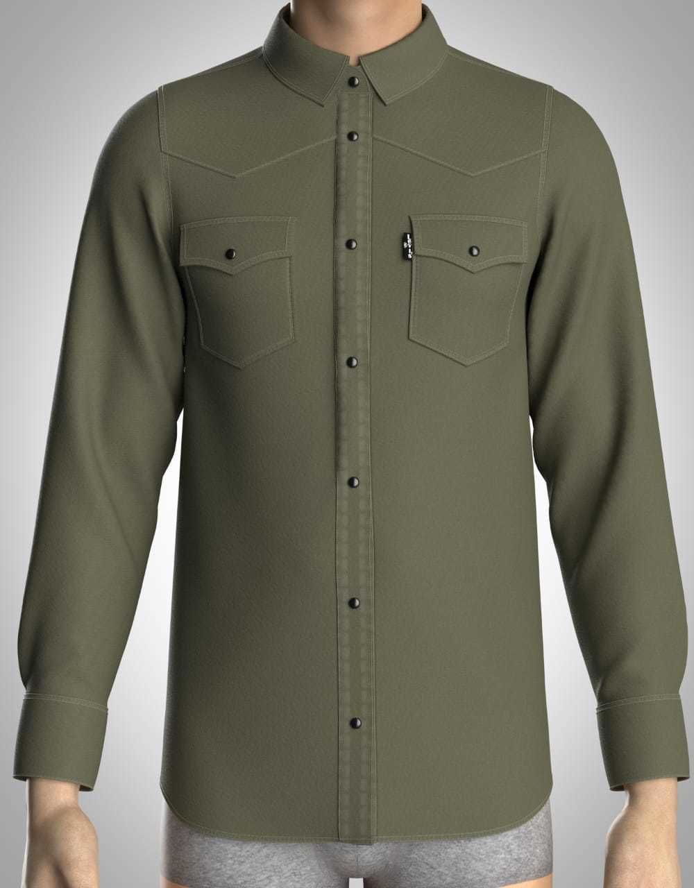 LEVIS SHIRT GREEN  Low-poly 3D model_1