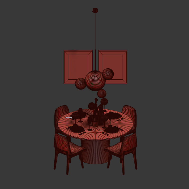 Dinning Set 12 3D model_4