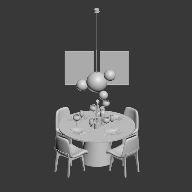 Dinning Set 12 3D model_3