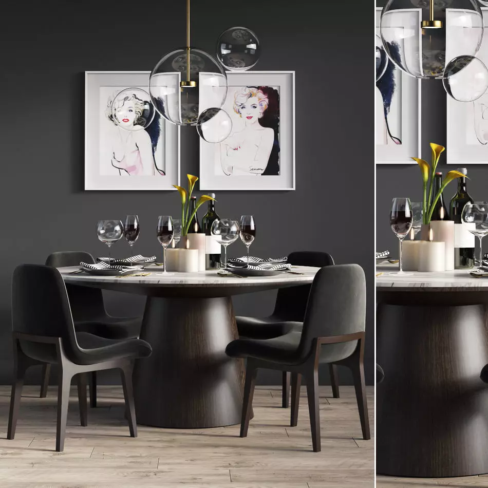 Dinning Set 12 3D model_0