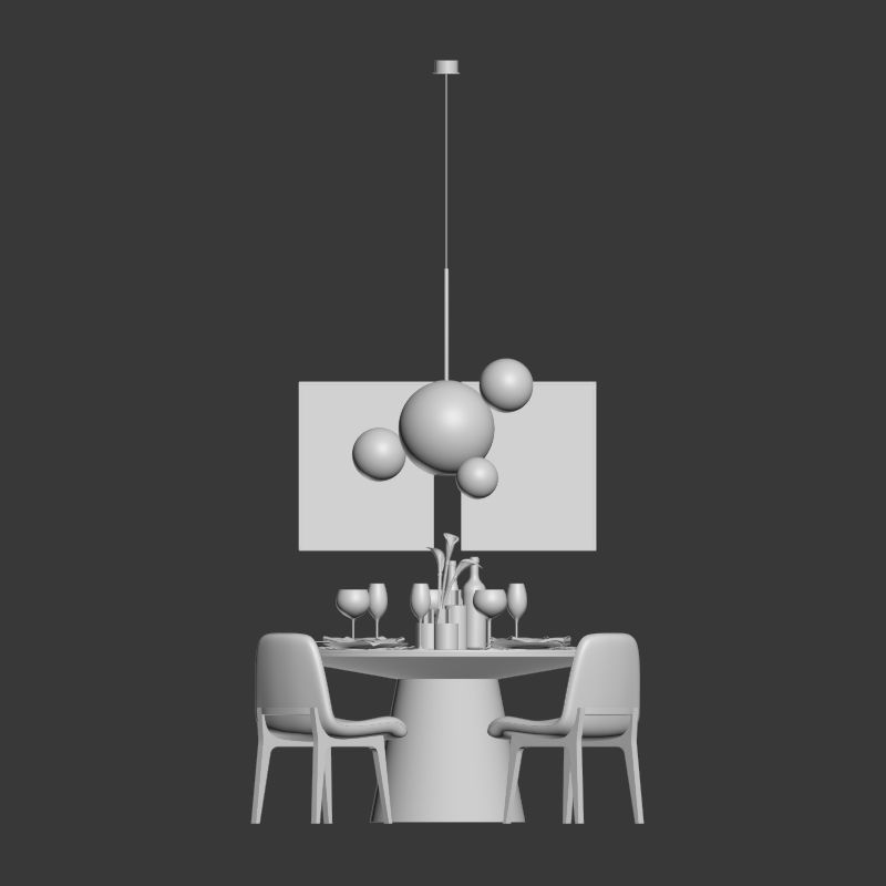 Dinning Set 12 3D model_1