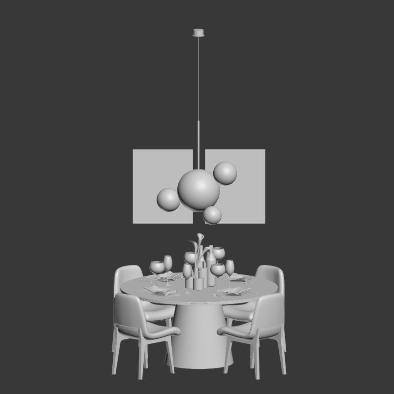 Dinning Set 12 3D model_2