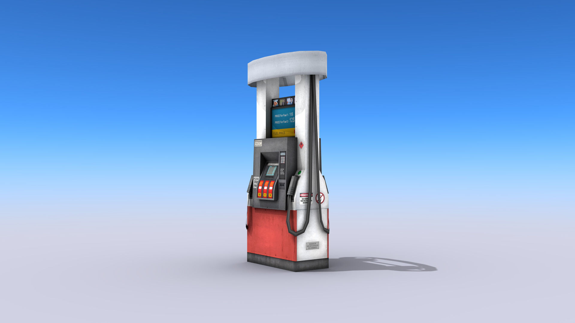 Gas Pump Low-poly 3D model_1