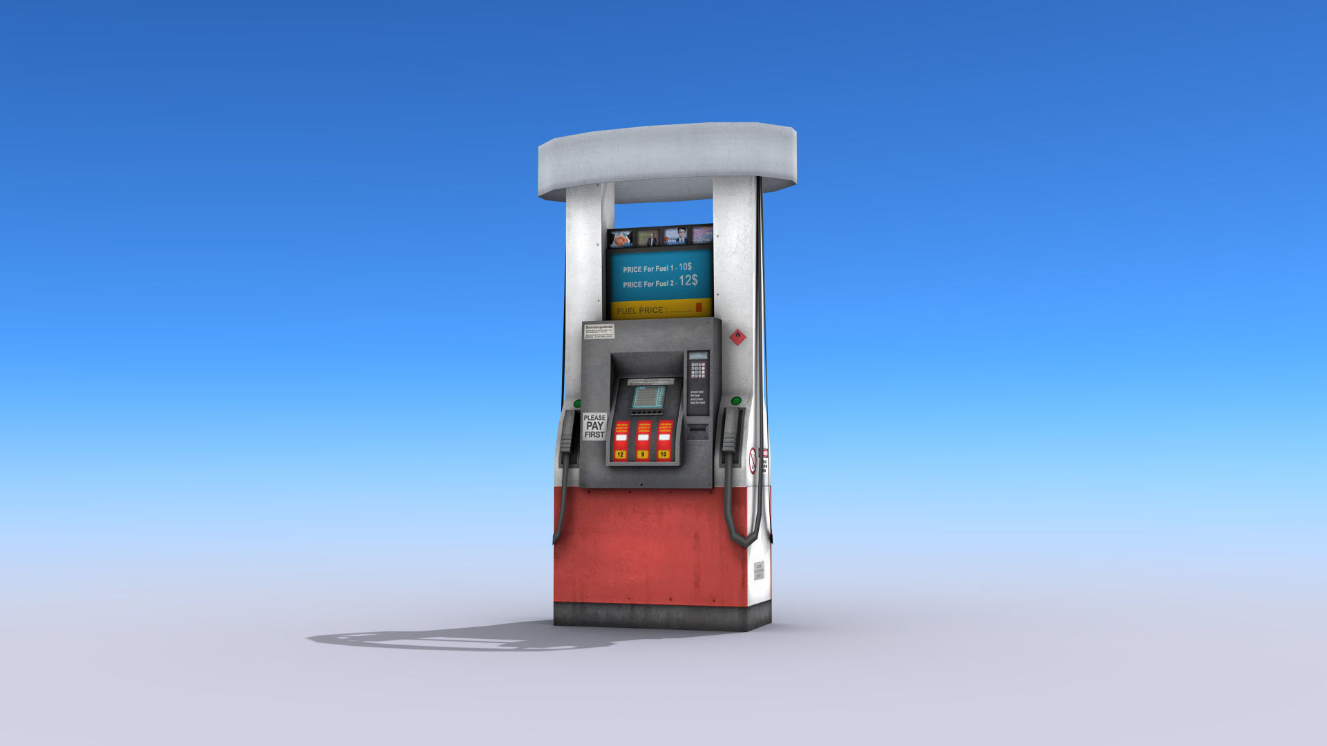 Gas Pump Low-poly 3D model_3